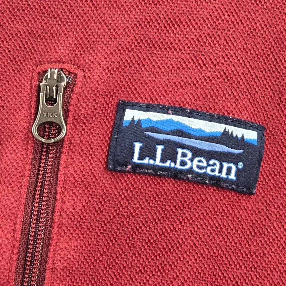 LL Bean Men‎ Track Jacket Large Red Full Zip Traditional Fit Pockets Mock Neck